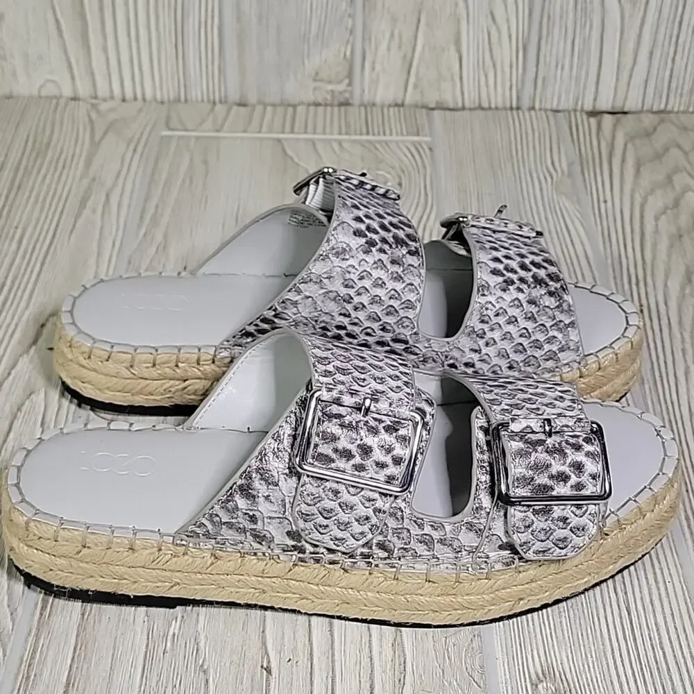 Logo by Lori Goldstein Lindsay Leather Snake Double Strap Sandals Womens Size 6